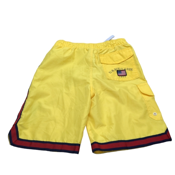 U.S. POLLO ASSN. SWIM SHORTS BOYS SIZE 10/12 YELLOW EMBROIDERED POCKETS & MESH - Picture 6 of 12